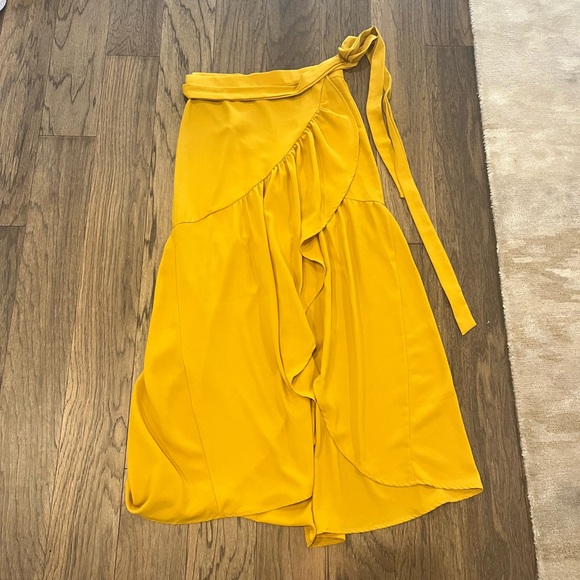Sans Souci Mustard Midi Wrap Skirt - Picture 1 of 3